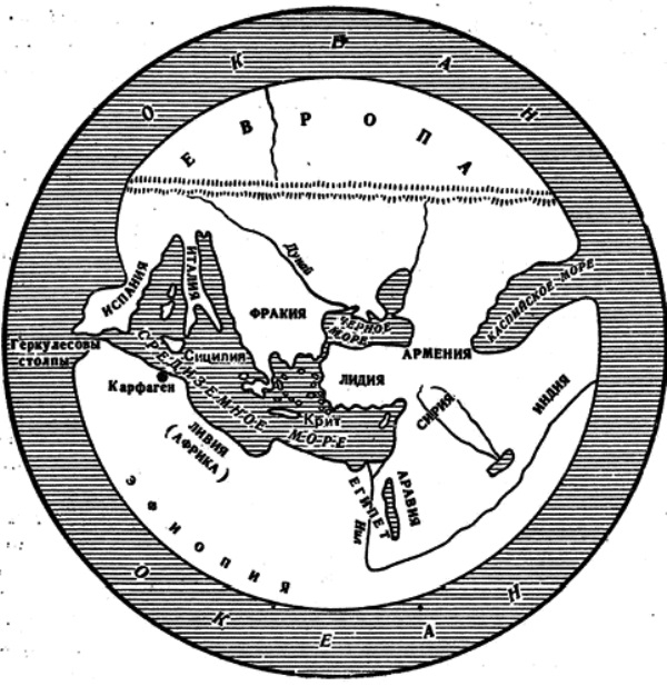В землеописание гекатея милетского включено изображение карты