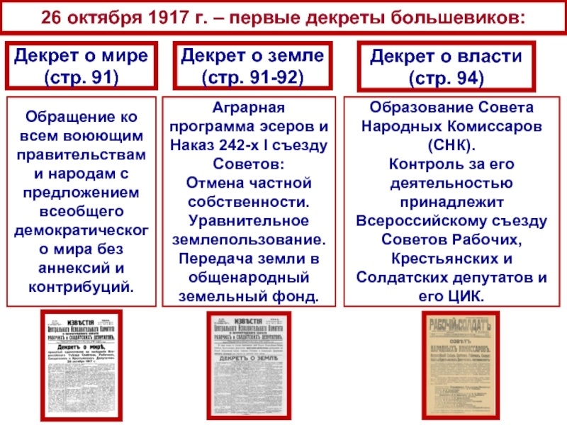 Декрет о мире кратко: Декрет о мире 1917 года, 8 ноября (Вышинский,1948)