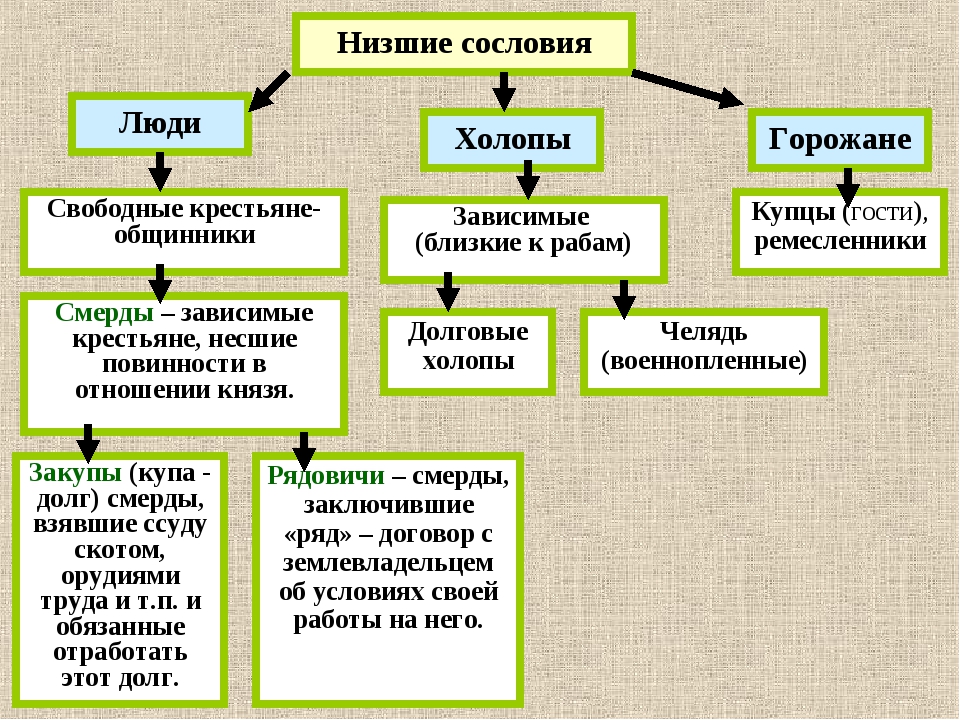 Схема сословий в россии в 17