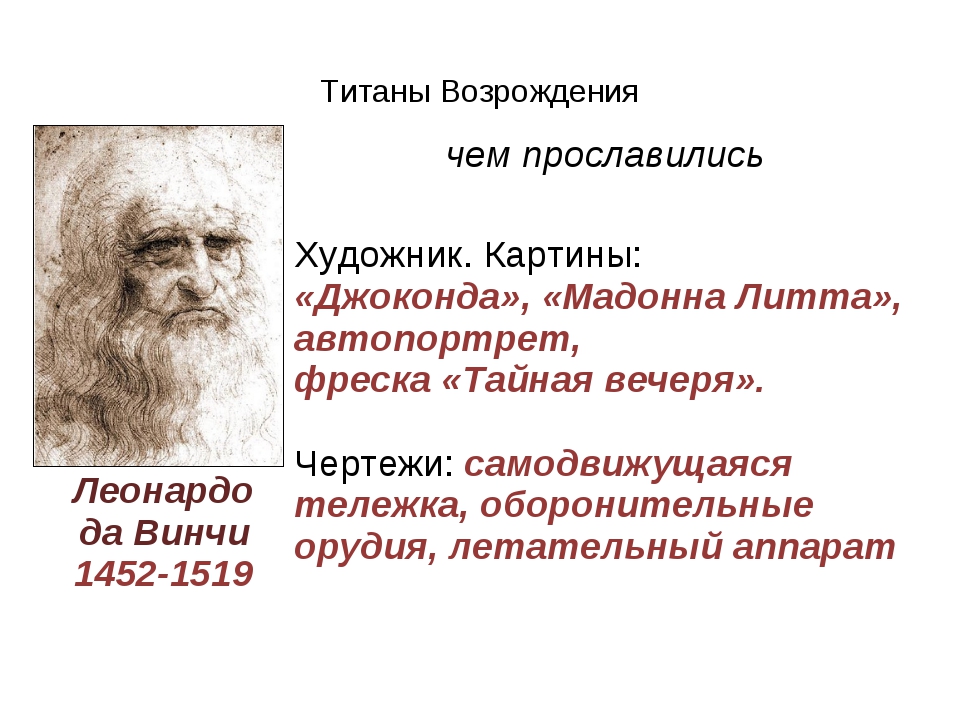 Презентация на тему титаны возрождения история 7 класс