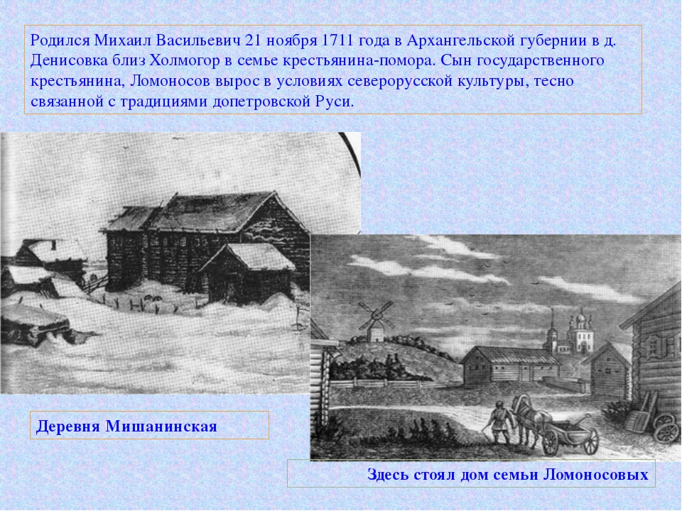 Где родился ломоносов. Деревня Мишанинская Ломоносов. Деревня Мишанинская Родина Ломоносова. Ломоносов Михаил Васильевич Холмогоры. Дом в котором родился Ломоносов.