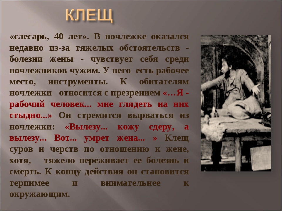 Расскажите историю жизни каждого ночлежника до того как они оказались на дне составьте план ответа