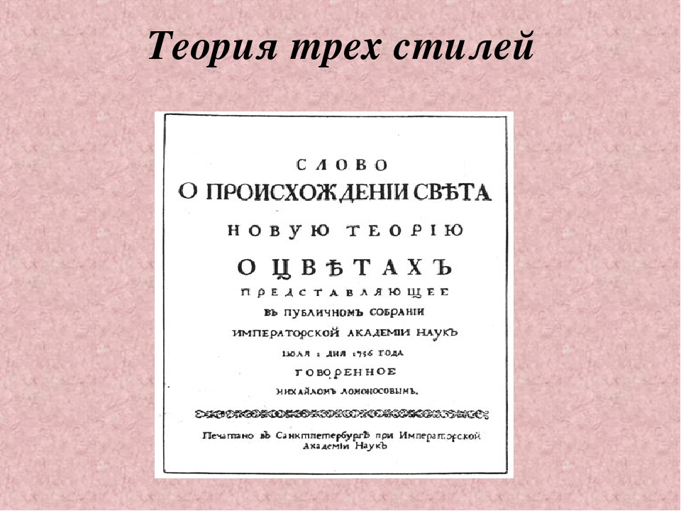 Теория трех стилей ломоносова презентация