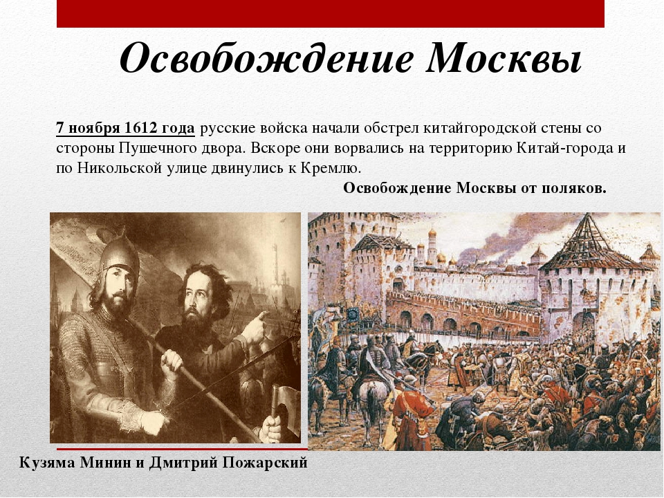 В каком году москву освободили от поляков. Освобождение Москвы от Поляков в 1612. 7 Ноября 1612. День освобождения Москвы. День освобождения Москвы 7 ноября.