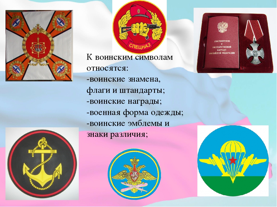Символами чего являются национальные символы. Воинские символы. Государственные и военные символы РФ. Военные символы России.