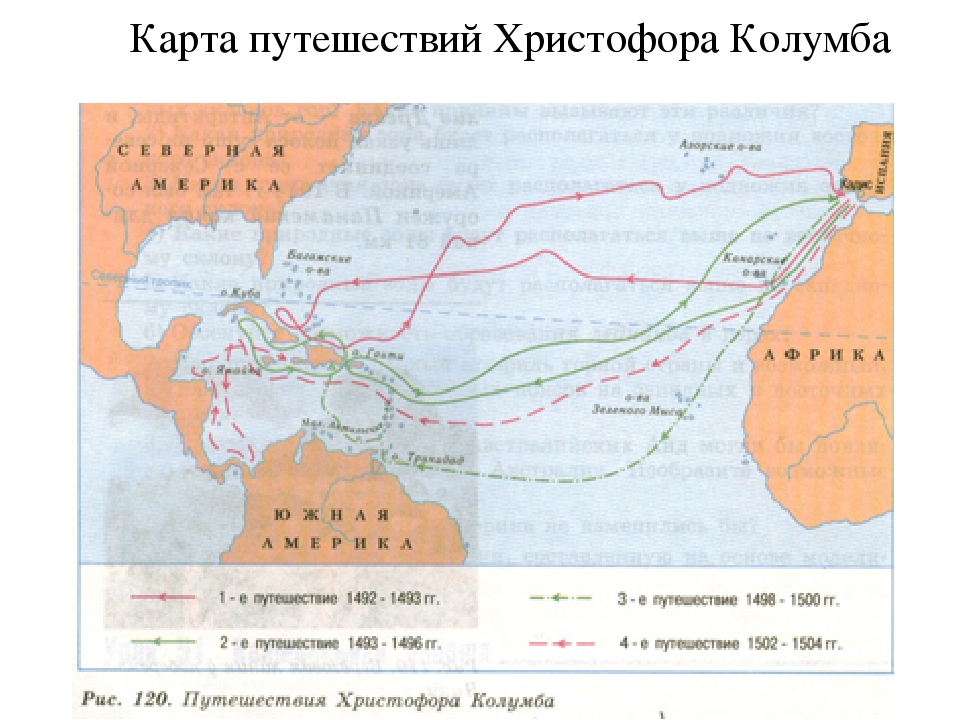 Как плыл колумб в америку карта