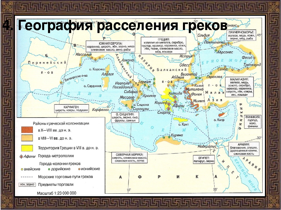 Греческая колонизация и торговля контурная карта 5 класс