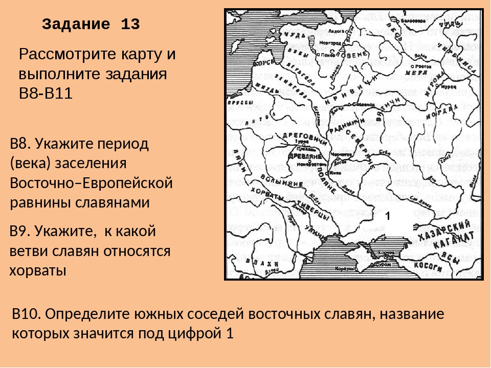 Карта восточные славяне и их соседи карта