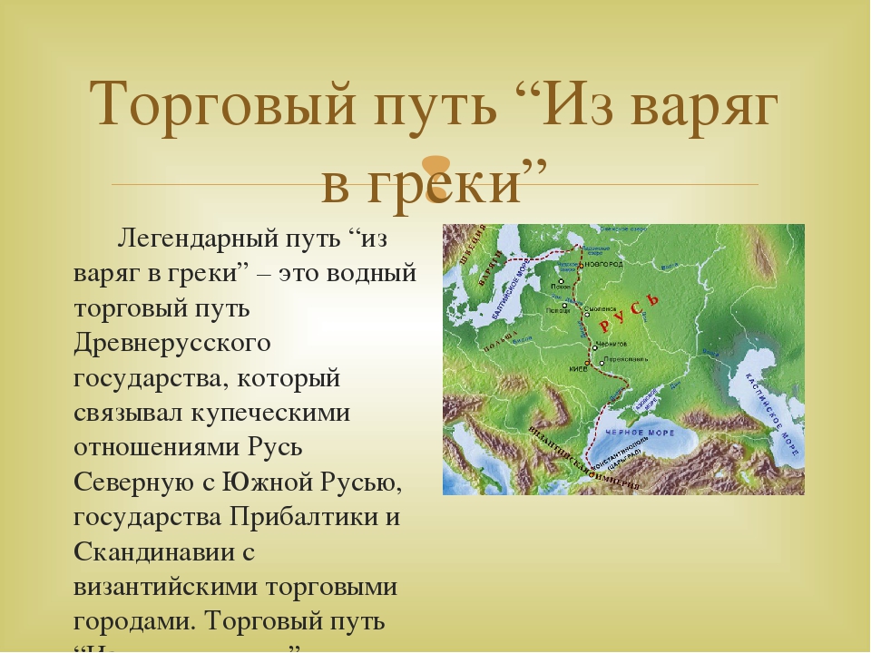 Торговый путь из варяг в греки походы на византию индивидуальный проект