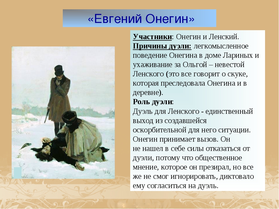 Как изображена москва в 7 главе онегина. Причина дуэли Онегина и Ленского.