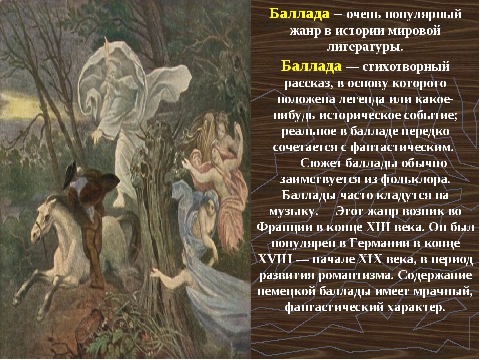 Баллада произведения. Баллада это в литературе. Лесной царь Жуковский Жанр. Жанр баллады Лесной царь. Баллада Жанр литературы.