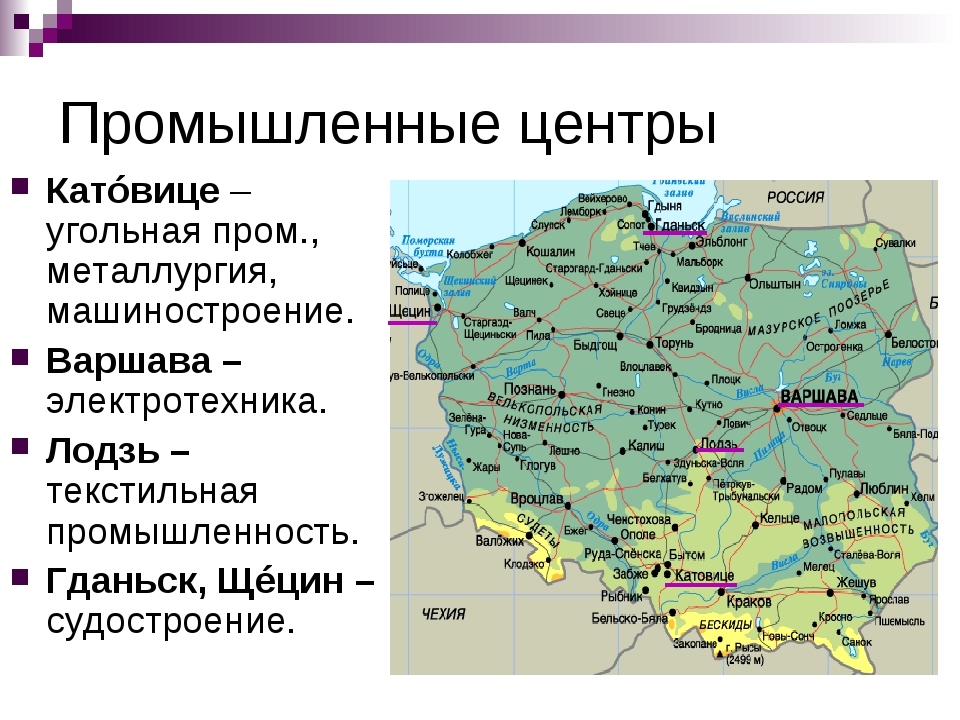 Карта польши и германии с городами