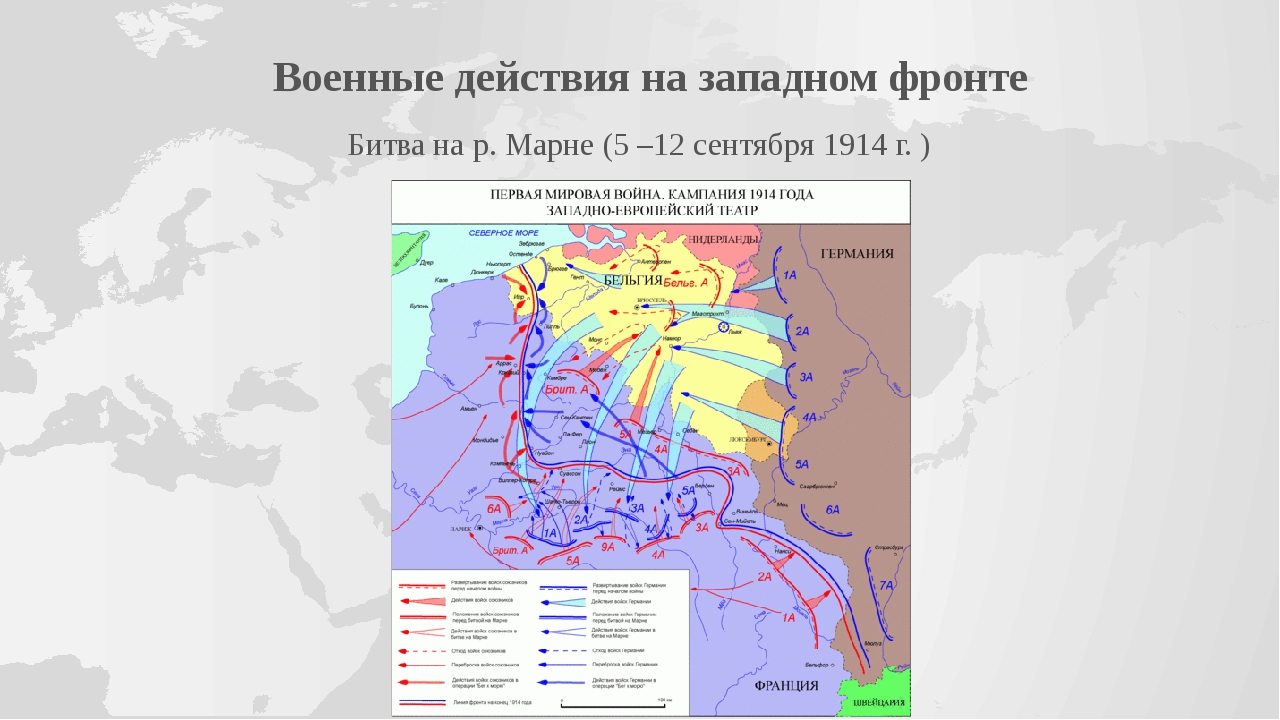 Карта военных действий во время первой мировой войны