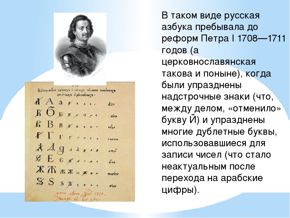 Введение гражданской азбуки. Гражданская Азбука Петра 1. Реформа Петра 1 в 1708 Азбука. Алфавит при Петре 1.