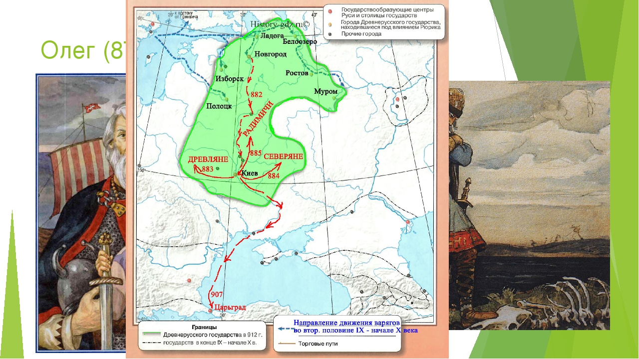 Карта походов олега на царьград