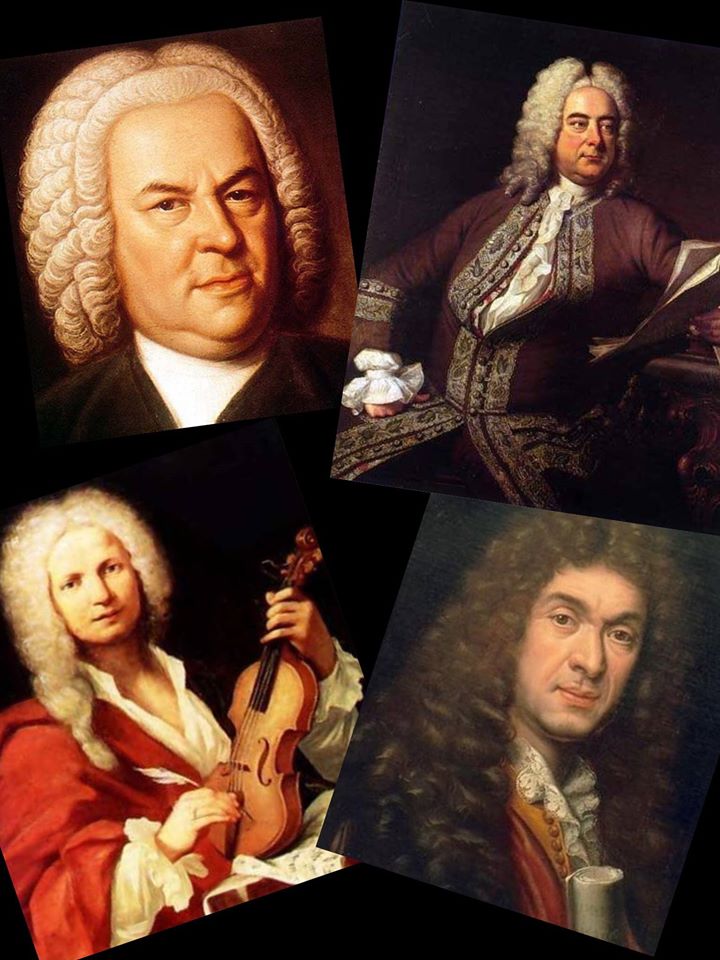 Вивальди самые известные. Музыканты эпохи Барокко Бах. Бах Гендель Вивальди. Композиторы Барокко Вивальди Бах Гендель.