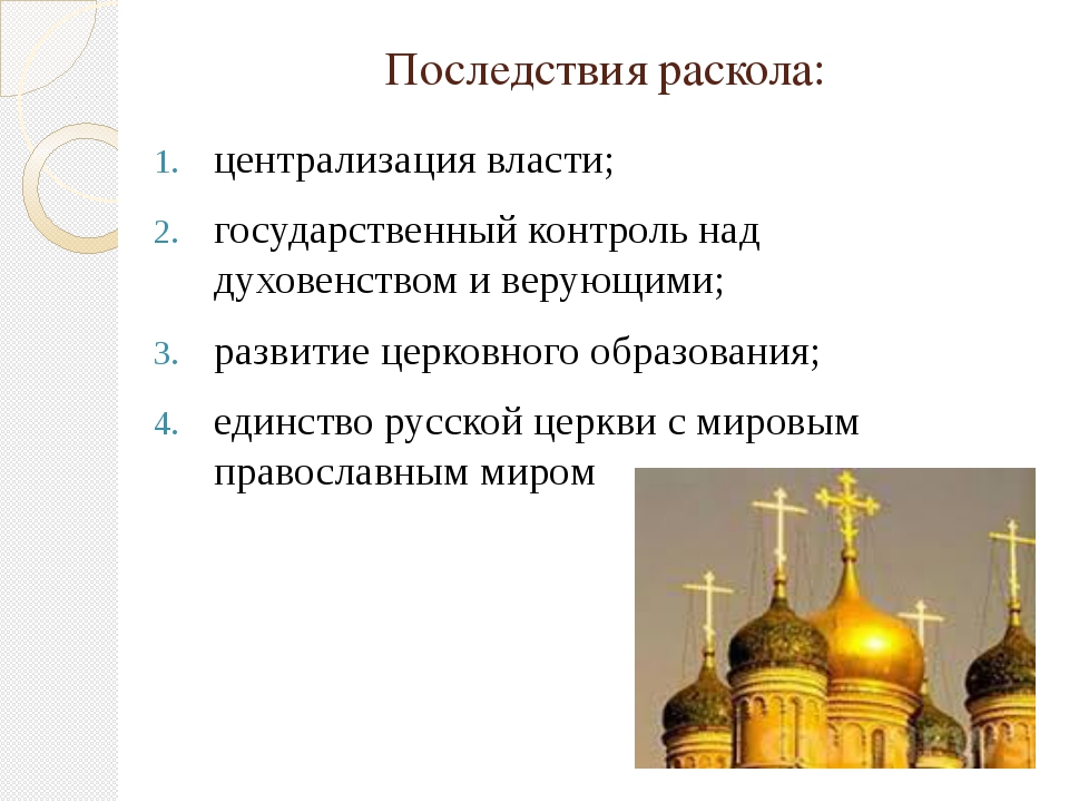 Последствия православного раскола