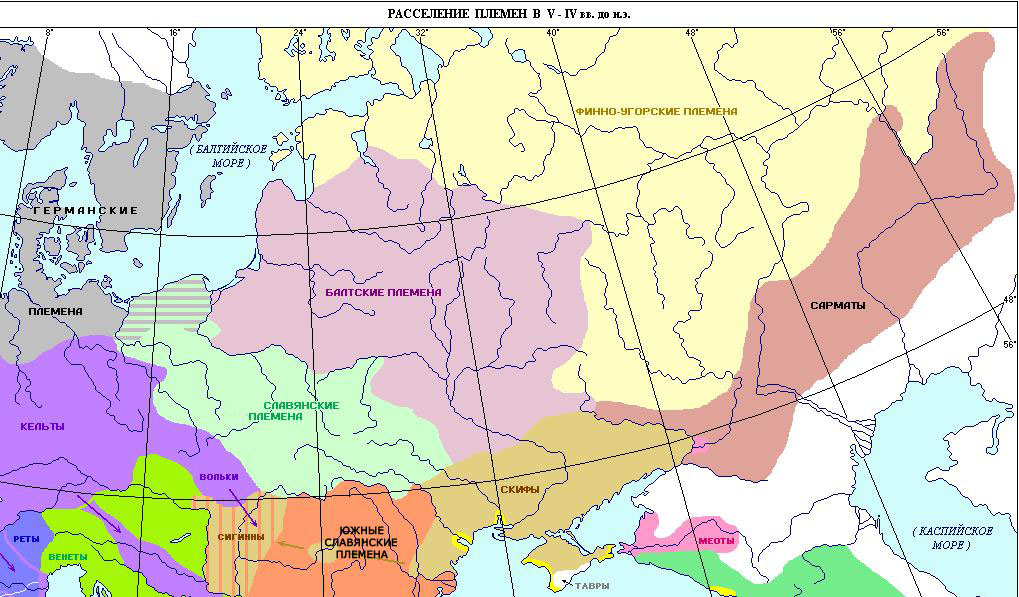 Карта расселения племен в древней руси