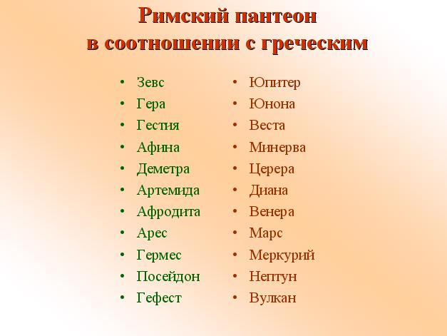 Соответствие римских и греческих богов фото