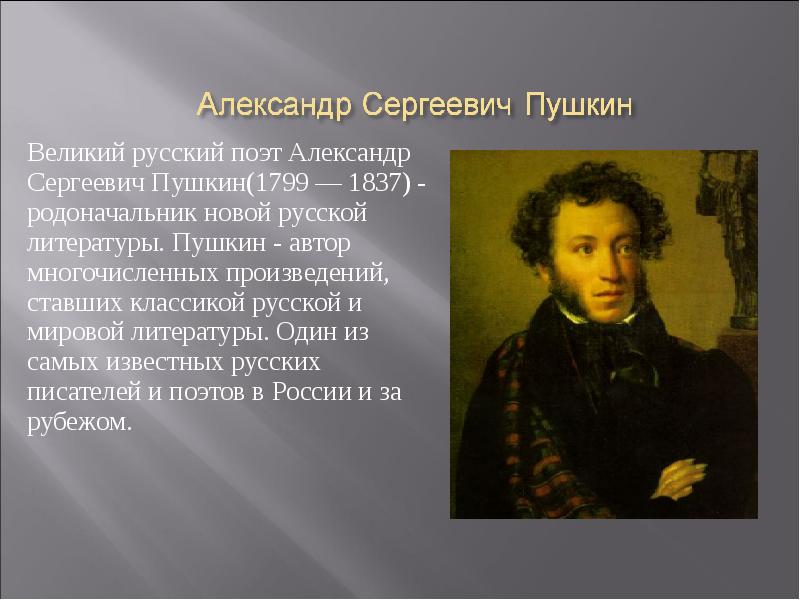 Проект любимый писатель пушкин