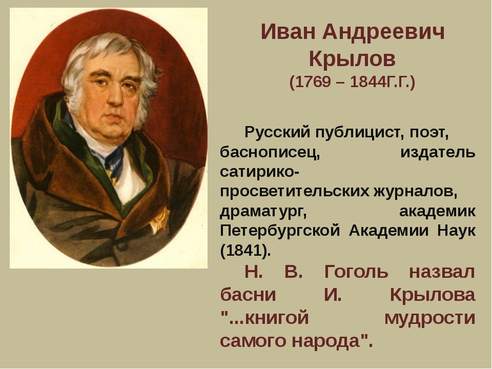 И а крылов баснописец презентация