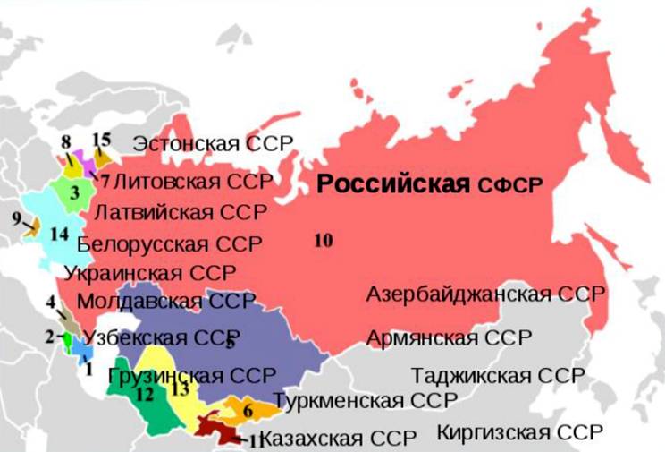 Карта сср и республик