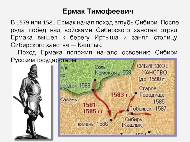 Поход ермака тимофеевича в сибирь карта