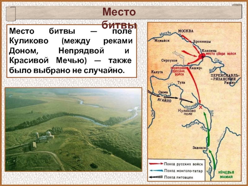 Перед вами карта схема куликовской битвы обозначьте на карте расположение русских полков