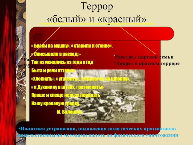 Цели красного и белого террора