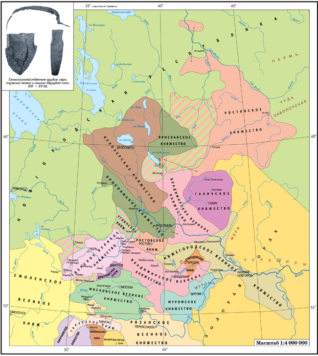 Северо восточная русь в 14 веке в первой половине 15 века карта