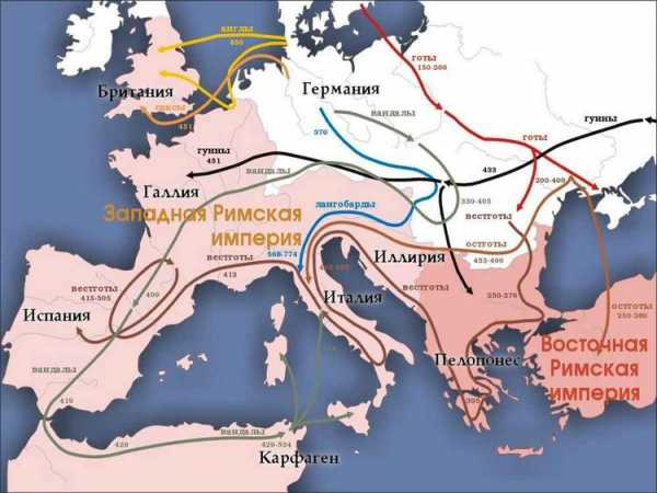 Распад западной римской империи карта